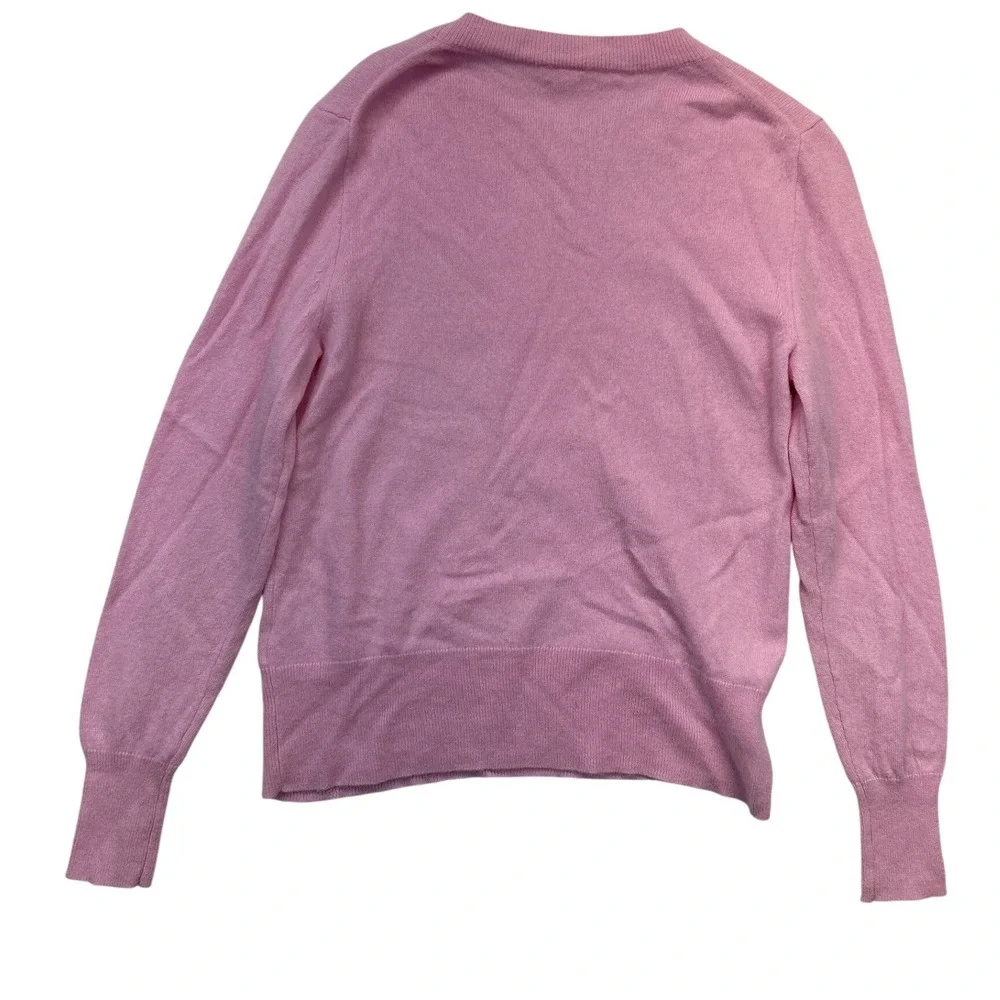 J. Crew Cashmere Sweater M Pink Long Sleeve Crewneck Ribbed Trim‎ Soft Knit